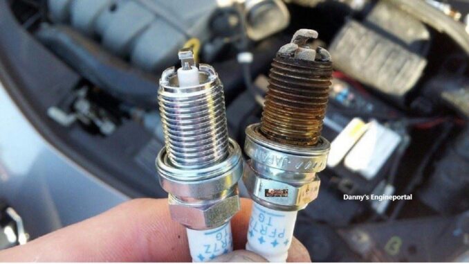 Fouled spark plug vs clean spark plug