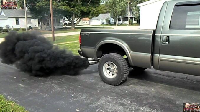Black diesel engine smoke from exhaust