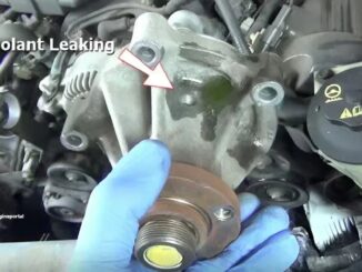 Car water pump leaking coolant through weep hole