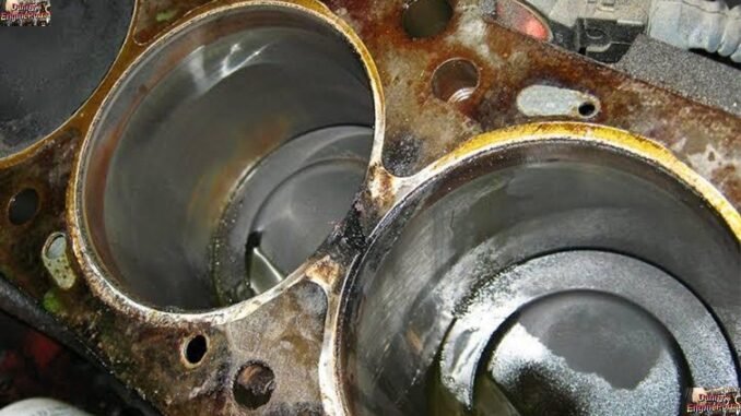 Engine Block Showing Leak Between Two Cylinders