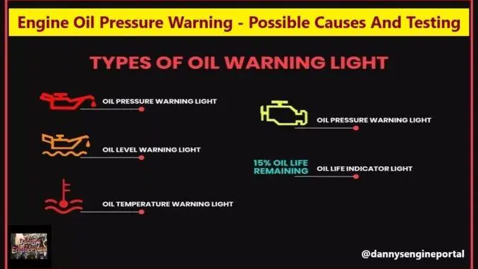 Engine Oil Pressure Warning - Possible Causes And Testing Engine Oil Pressure Warning - Possible Causes And Testing