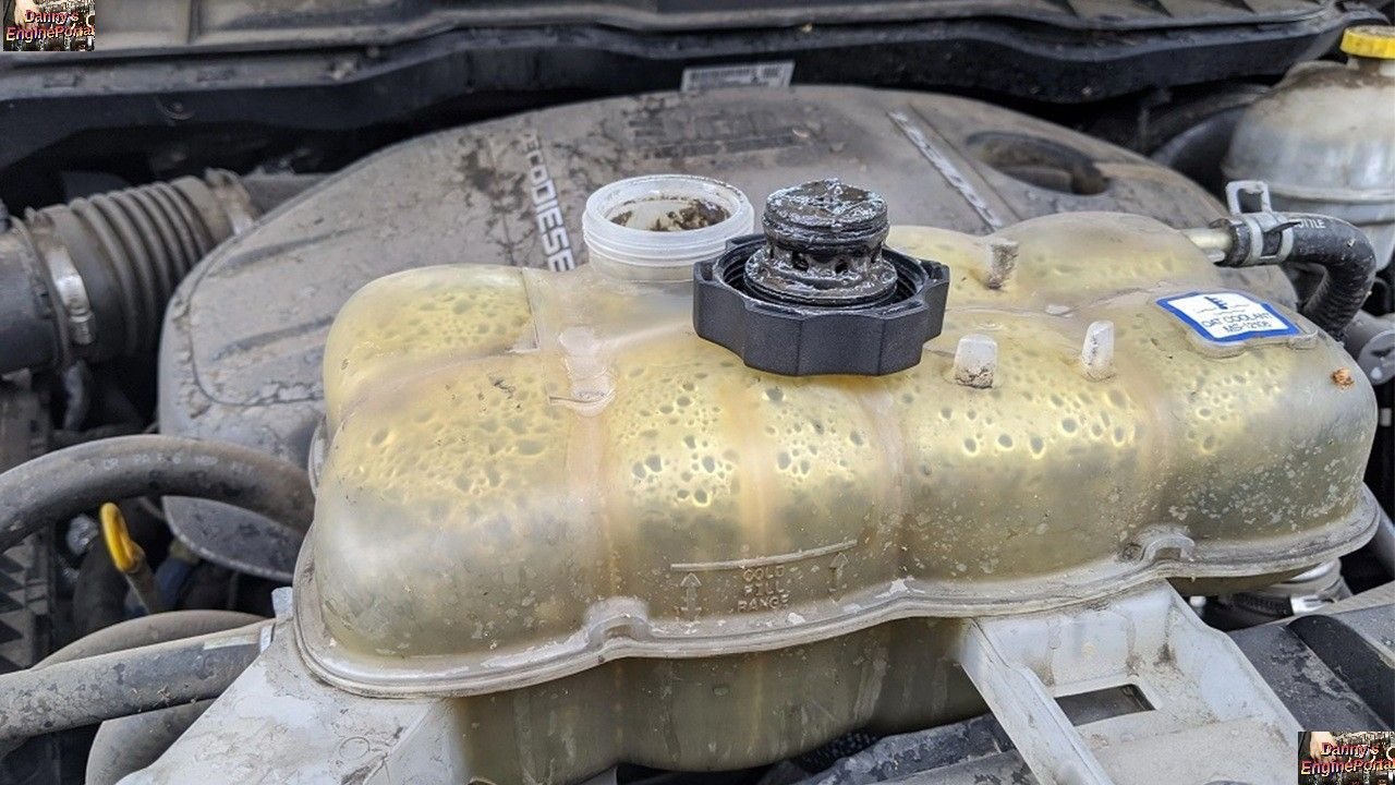 Engine oil in coolant tank