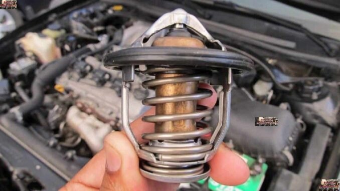 Holding automotive engine thermostat