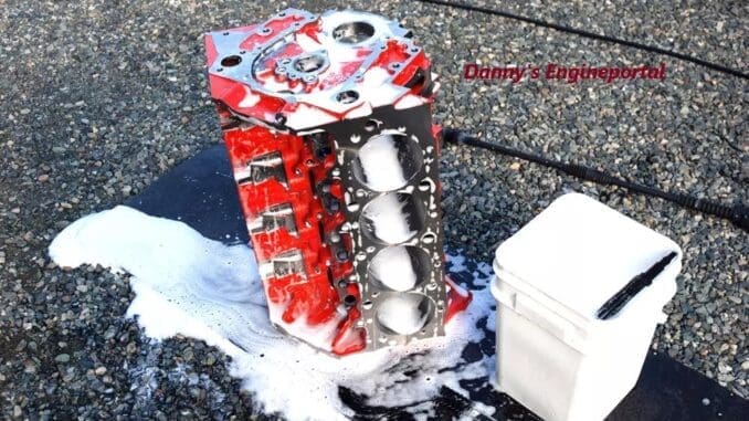 Washing Engine Block