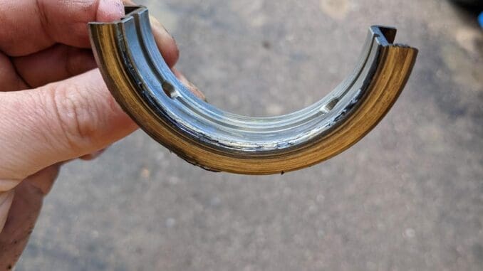 Worn Crankshaft Thrust Bearing